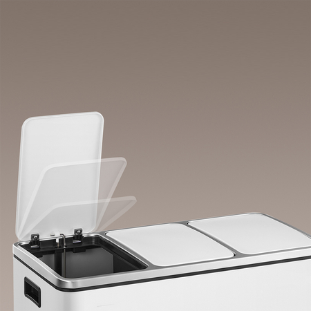 Kosz na śmieci metalowy trzykomorowy biały