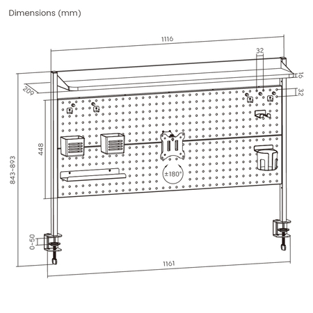 Tablica perforowana Holdee SPB162B_120 czarna