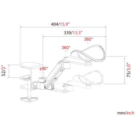 Regulowany podłokietnik biurkowy Spacetronik SPB25