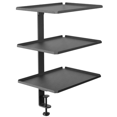 Boczny organizer do biurka na zacisk z półkami czarny SPB147B