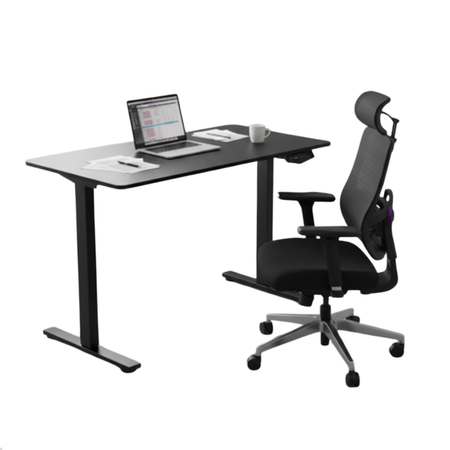 Zestaw ergonomiczny do biura krzesło LUMBO 22 + biurko manualne SPE-O113 100×60 czarne