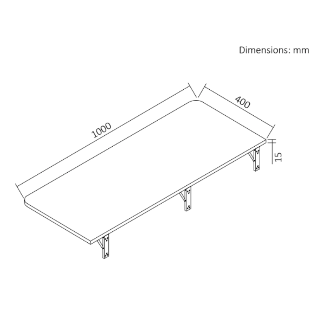 rysunek techniczny biurka SPB149B_100_40 100x40 cm