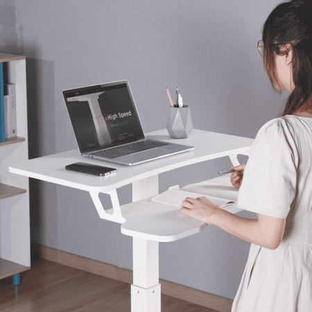 Buddy 03 verstellbarer Rolltisch Weiß