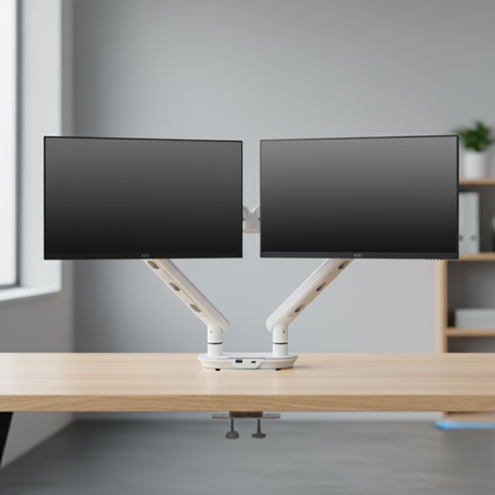 Podwójne Ramię do Monitora SPAF120LUW Białe