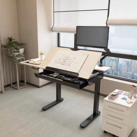 Zestaw ergonomiczny biurko kreślarskie DOLF SPE-F120 + fotel HAVARD-02