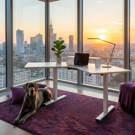 Biurko narożne regulowane SPEL112WW Spacetronik 120x60 cm białe