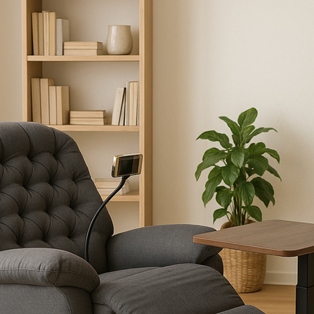 Zestaw wypoczynkowy fotel elektryczny Spacetronik Flax 04M szary + stolik regulowany