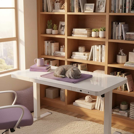 Biurko Elektryczne Astrid SPEB128WW 140x60 z Szufladą i USB