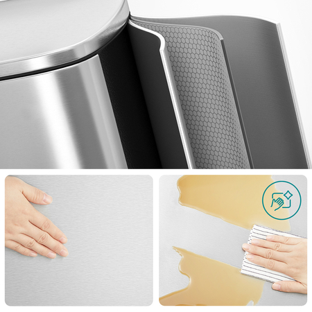 Kosz na śmieci metalowy pojedyncza komora srebrny