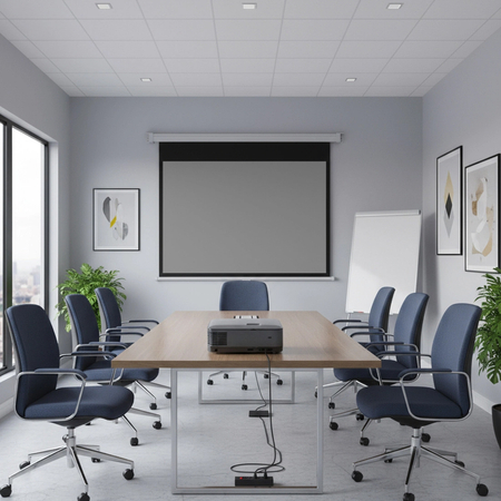 Zestaw ekran reczny uchwyt sufitowy transmiter HDMI pilot