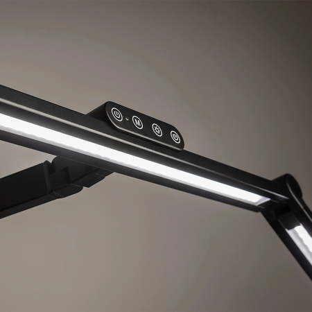 Zestaw ergonomiczny Biurko SPE O133BB Fotel BARD Lampa Glow D8