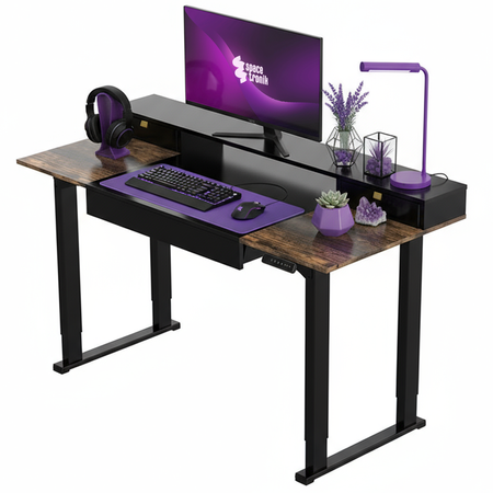 Zestaw ergonomiczny biurko elektryczne SPE F121 krzesło Spiro lampa Glow D8