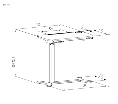 Buddy elektrisch verstellbarer Tisch mit Rädern weiß
