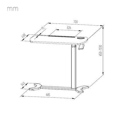 Buddy verstellbarer Rolltisch weiß