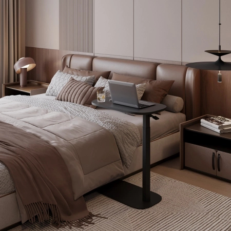 Zestaw wypoczynkowy fotel elektryczny Spacetronik Flax 04M niebieski + stolik regulowany