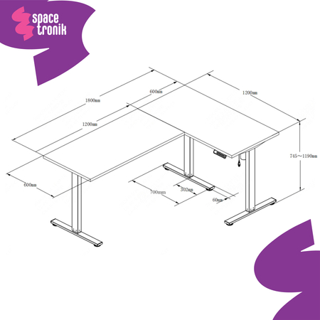 Spacetronik Loris 123BB elektrischer Schreibtisch 180x120
