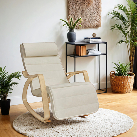 Krzesło bujane z podnóżkiem SPC-RIVA-01 Beżowe