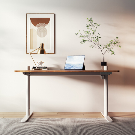 Spacetronik Moris elektrischer Schreibtisch SPE-O121 120x60, Gestell weiß, Platte helles Holz