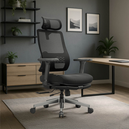 Fotel z podnóżkiem Spacetronik LUMBO 22 Czarny