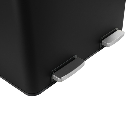 Kosz na śmieci metalowy podwójna komora czarny