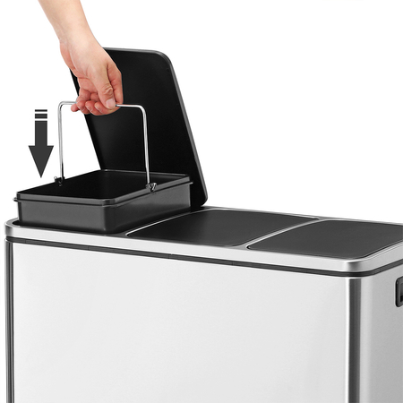 Kosz na śmieci metalowy 3x18L srebrny 54L