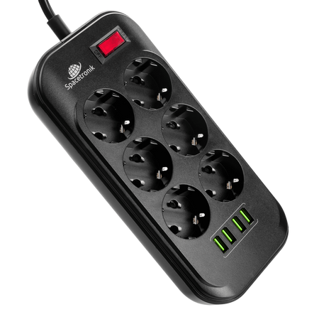 Spacetronik Steckdosenleiste SR-204 Ports 6 4USB