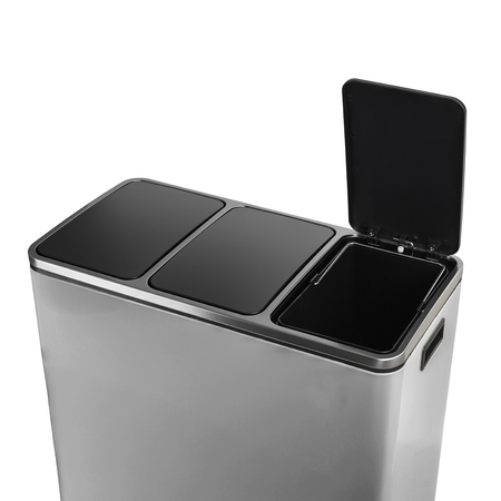 Kosz na śmieci metalowy 3x18L srebrny 54L
