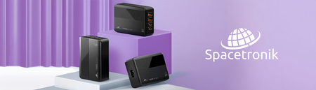 Ładowarka GaN 65W, LED, PD QC3.0, USB - 4 porty