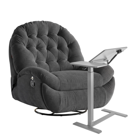 Zestaw wypoczynkowy fotel Spacetronik Flax 04M szary + stolik regulowany BUDDY