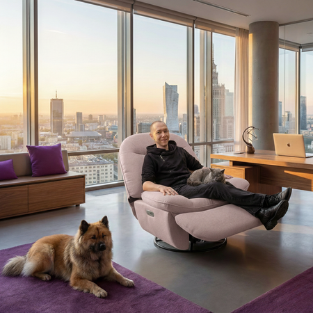 Fotel regulowany elektryczny FLAX 05 z USB regulacją oparcia i podnóżka