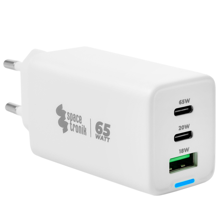 Ładowarka 3w1 USB-C USB PD Quick 65W 5A biała