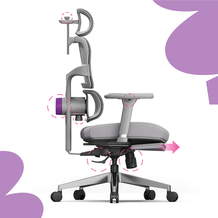 Ergonomiczny fotel Spacetronik LUMBO 44 Szary