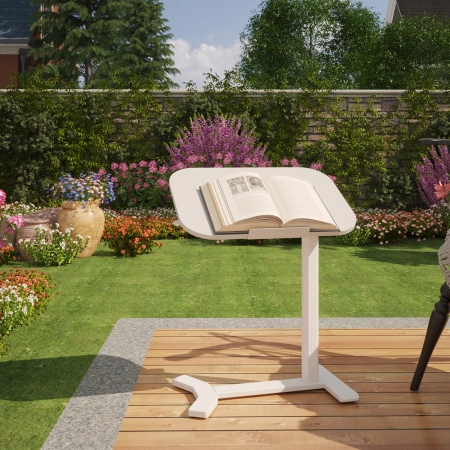 Zestaw wypoczynkowy fotel Spacetronik Flax 04M beżowy + stolik regulowany BUDDY