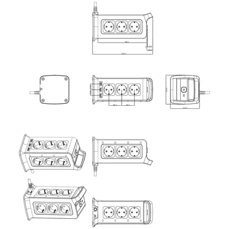 Listwa zasilająca tower 12xAC 2xUSB 1xUSB-C B