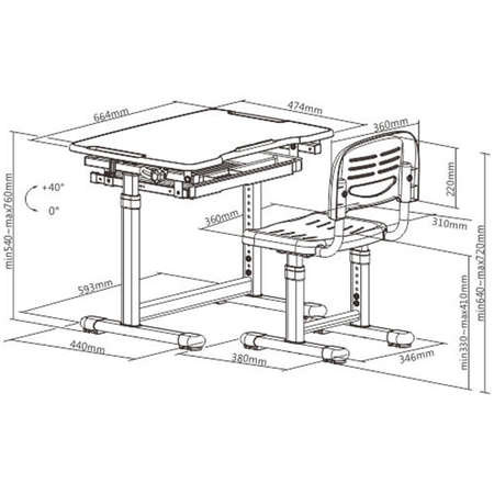 Biurko i Krzesło Dziecięce Spacetronik SPEX124WG