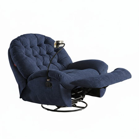 Zestaw wypoczynkowy fotel Spacetronik Flax 04M niebieski + stolik regulowany BUDDY