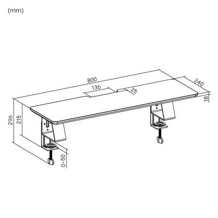 Szeroka półka nad biurko HUGEL11 Czarna 80 cm