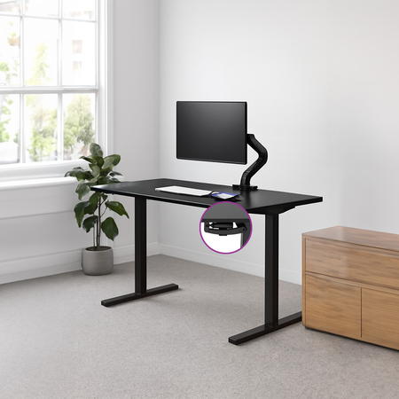 Zestaw ergonomiczny do biura krzesło LUMBO 22 + biurko manualne SPE-O113 100×60 czarne