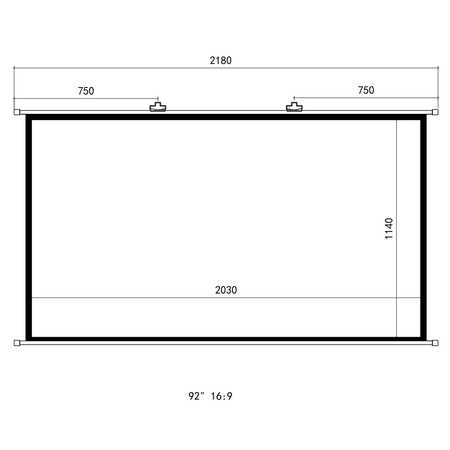 Projektorowy ekran ścienny prosty 92 cali 16:9