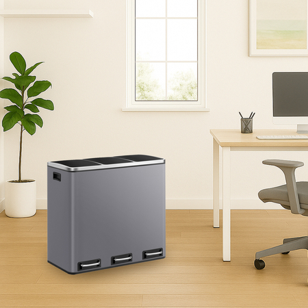 Kosz na śmieci metalowy 3x18L szary 54L