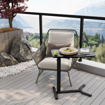 Zestaw wypoczynkowy fotel elektryczny Spacetronik Flax 04M szary + stolik regulowany