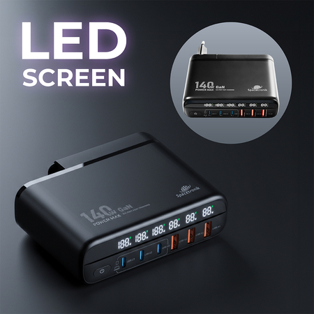 Stacja ładowania 140W GaN SR103 LED 6 USB PD+QC3.0