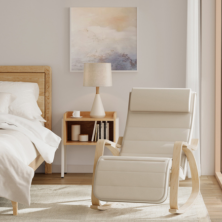 Krzesło bujane z podnóżkiem SPC-RIVA-01 Beżowe