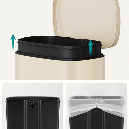 Kosz na śmieci metalowy pojedyncza komora kremowy