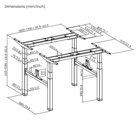 Podwójny stelaż regulowany elektrycznie SPE-440B
