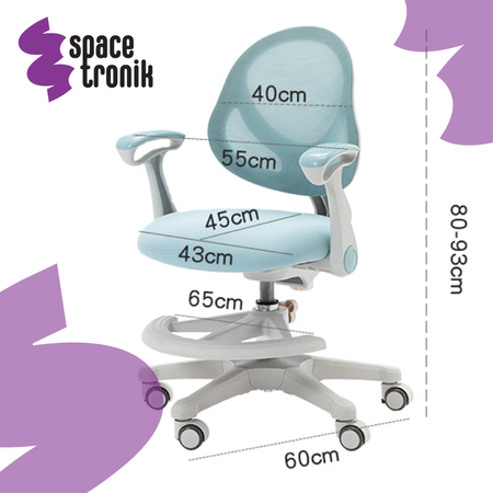 Zestaw Spacetronik: biurko regulowane 100×60  + krzesło dziecięce z podnóżkiem + nadstawka z pegboardem