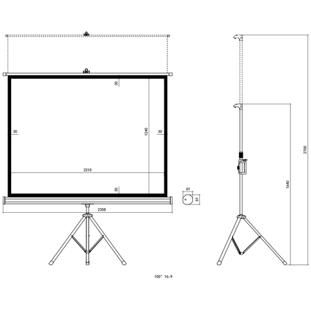 Projektionswand mit Stativ100" 4K Spacetronik