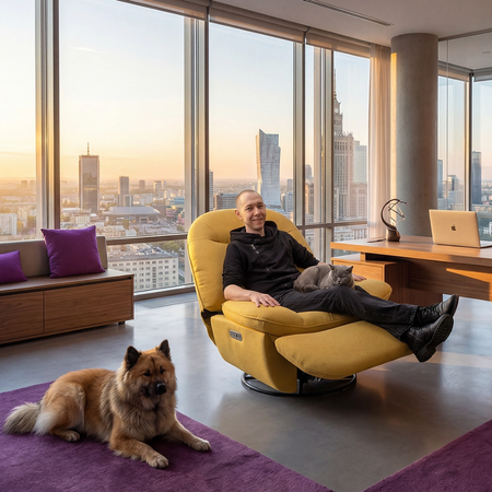 Zestaw relaksacyjny: fotel elektryczny FLAX + stolik BUDDY