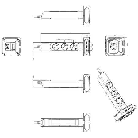 Listwa zasilająca 4xAC 2xUSB 1xUSB-C SPS-PS02B