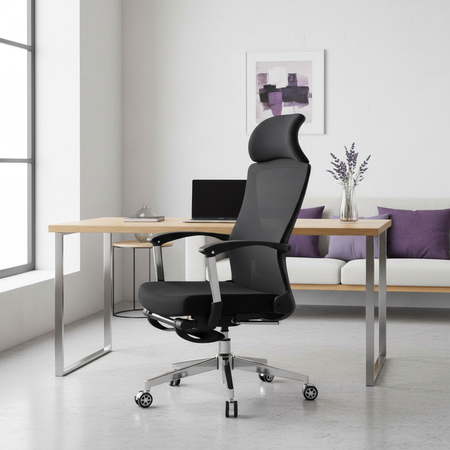 Ergonomiczny fotel biurowy z podnóżkiem ALVA